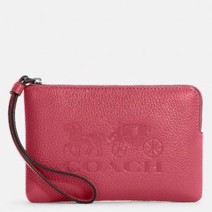 COACH CORNER ZIP WRISTLET WITH HORSE AND CARRIAGE